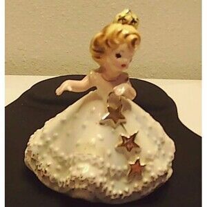 Vintage Josef Originals December 1963 Girl in White Dress with Gold Stars